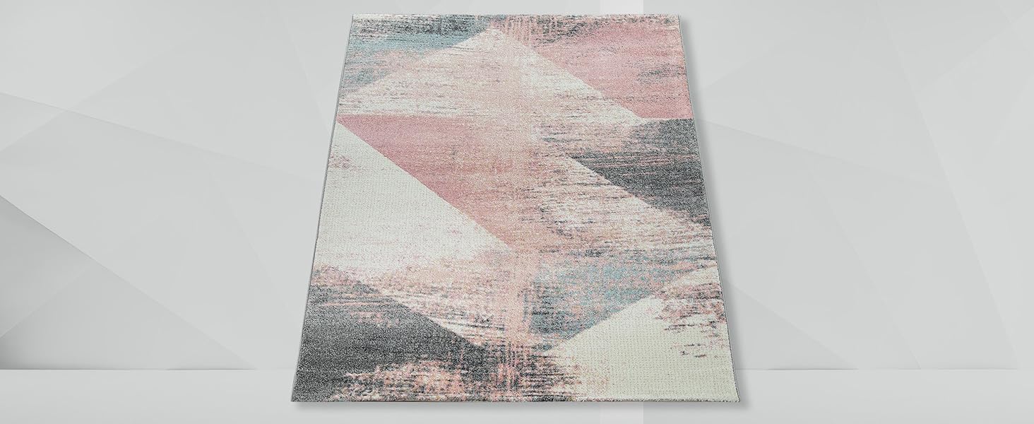 Килим Paco Home для вітальні та спальні: короткий ворс, вінтажний стиль, пастельний колір, абстрактний дизайн, 120x170 см, сірий