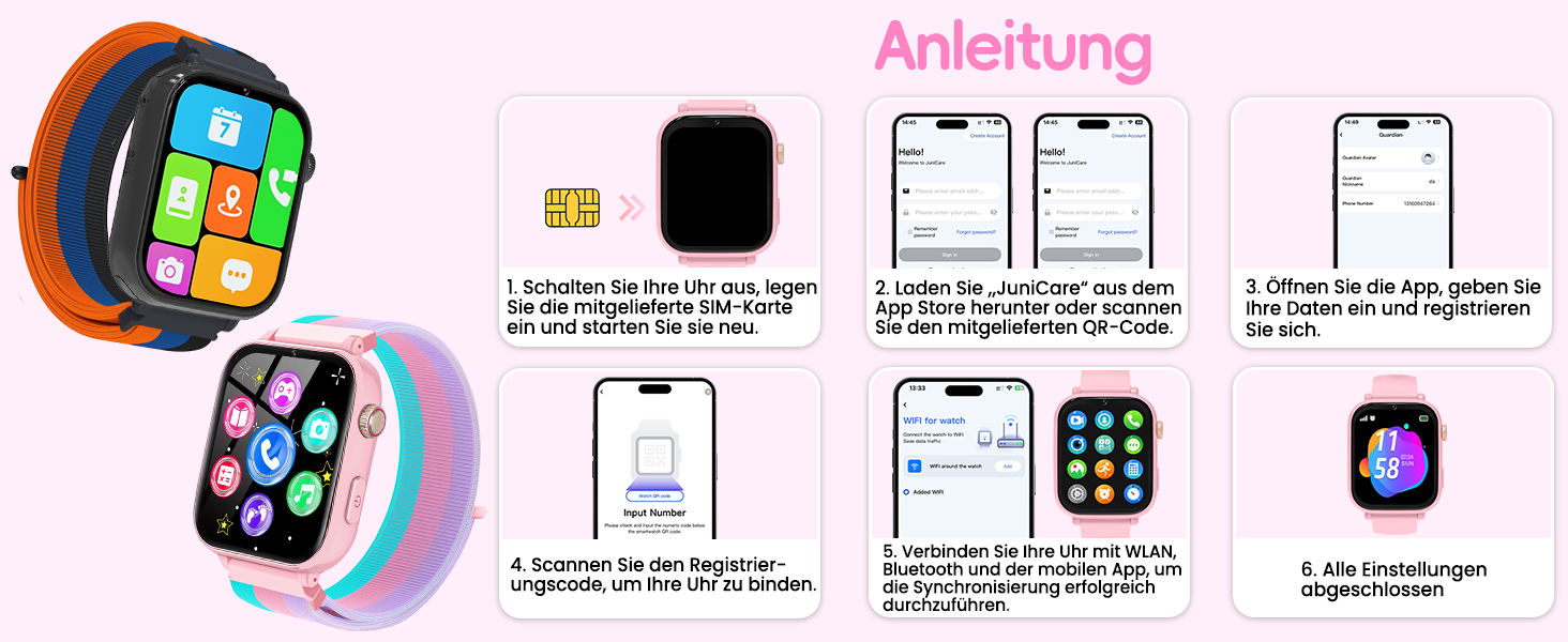 Смарт-годинник Kinder: GPS, Wi-Fi, SOS, дзвінки, ігри, для дітей 4-12 років, чорний