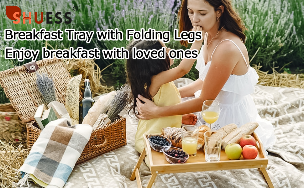 Бамбуковий столик SHUESS для ліжка та дивану: чорний, з відкидними ніжками, 41.5 x 30 x 20.5 см