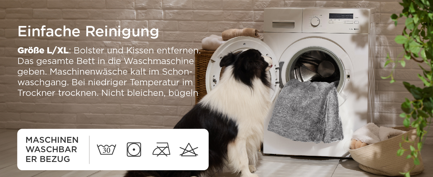 Ліжко для собак Bedsure великих порід – 89x63x17 см, зручне собаче ліжко з м'якою підстилкою, знімний та пральний чохол, антиковзаюча підкладка, сіре, L 89 x 63 x 17 см