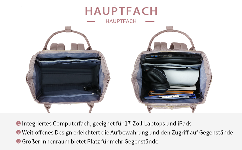 Жіночий рюкзак EMPSIGN з відділенням для ноутбука 17 дюймів: стильний рюкзак для роботи, навчання та подорожей, чорний, рожевий