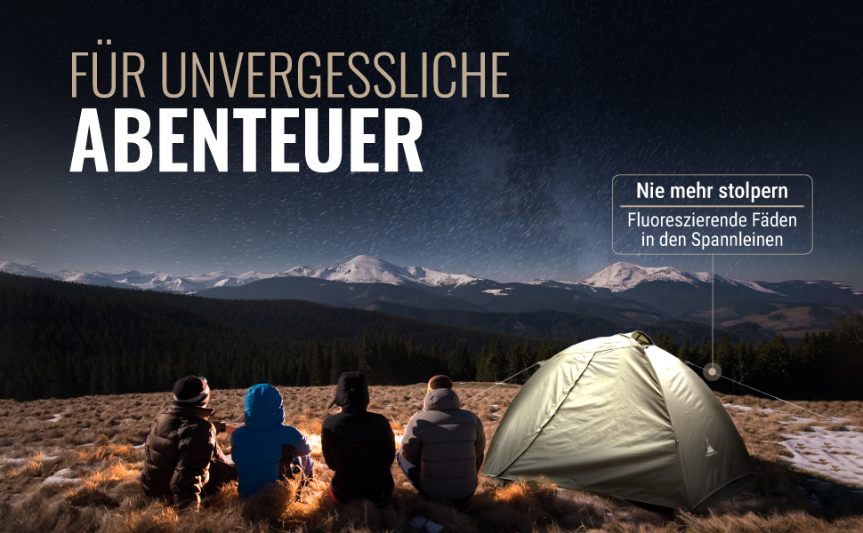 Намет Wanderfalke CAMP 2 для 2-4 осіб, водонепроникний 4000мм, двошаровий, легкий, сімейний намет для кемпінгу, риболовлі та подорожей