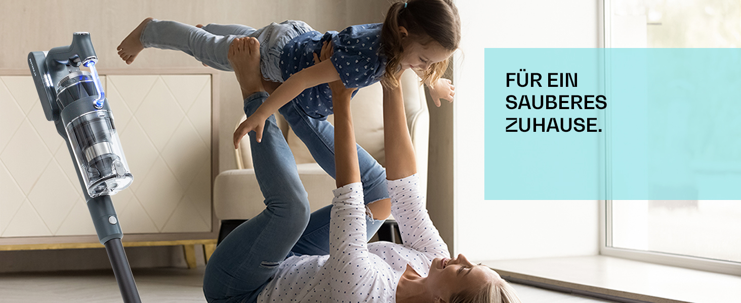 Бездротовий акумуляторний пилосос Klarstein без мішка з 4-ступеневим фільтром E12 EPA, для шерсті тварин, килима та твердих підлог, вертикальний пилосос без мішка з насадкою для підлоги 180° (сірий)