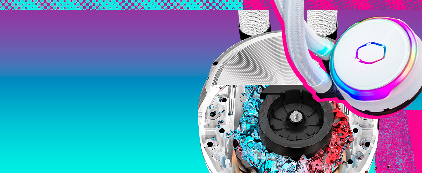 Система водяного охолодження Cooler Master MasterLiquid PL240 Flux White - AIO з 2 x 120mm вентиляторами, 240mm радіатор, ARGB-контролер (2-ге покоління), сумісна з AMD та Intel, білий колір