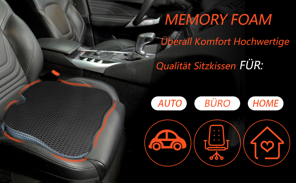 Подушка клиноподібна автомобільна ZHOOGE з піни Memory Foam, чорна. Для автокрісла, офісного крісла, ліжка. Ергономічна підтримка спини