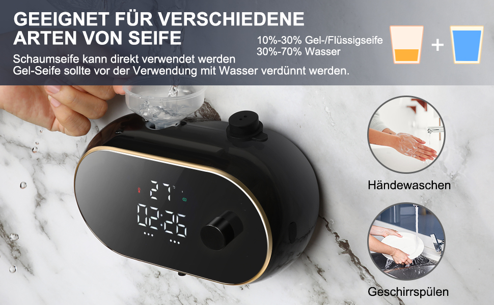 Automatic Soap Dispenser Wall Mount Foam Soap Dispenser Electric Soap Dispenser No Touch Wall Mounting Sensor Foam Soap Dispenser Plastic Kitchen Bathroom Foam Dispenser Black