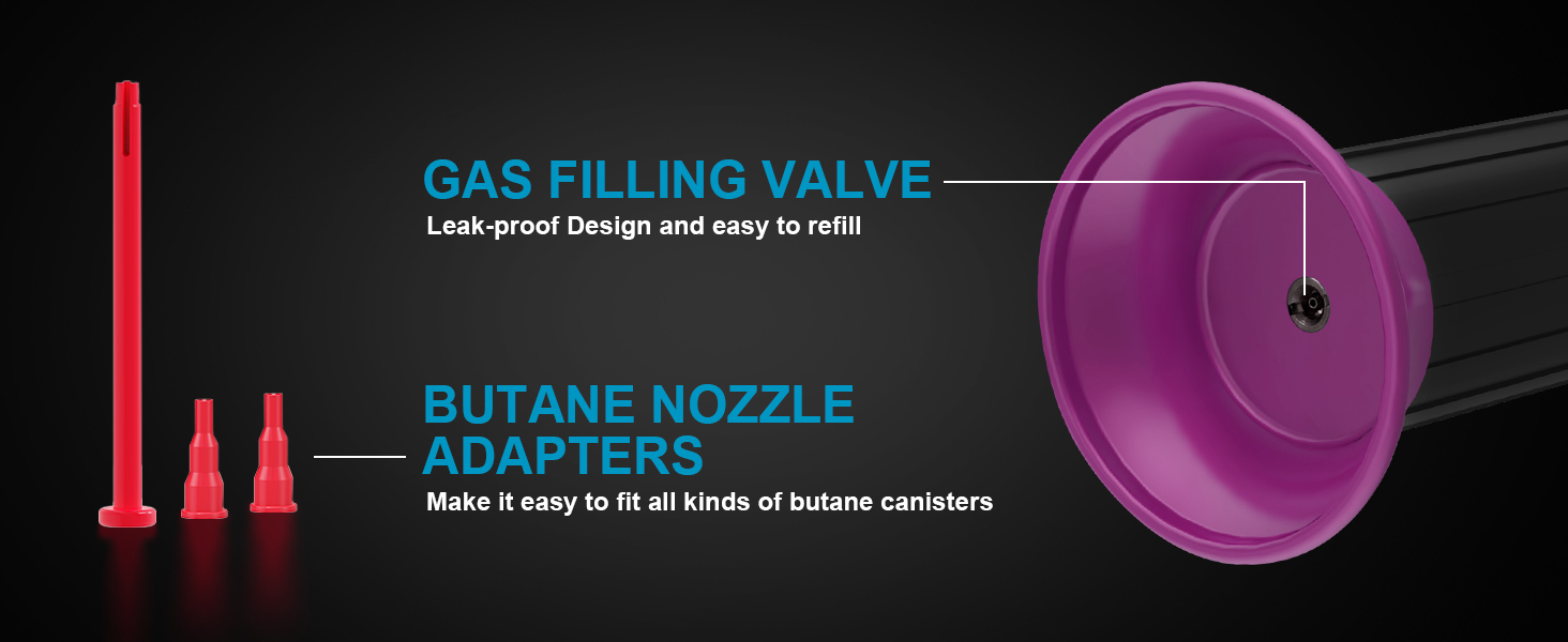 Наповнюваний пальник для крем-брюле, міні-пальник з безпечним затвором та регульованим полум'ям для десертів, BBQ, фіолетово-чорний