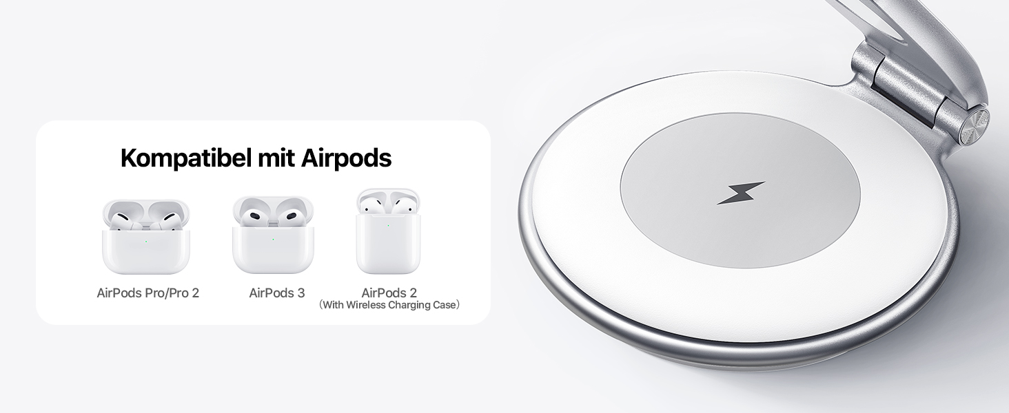 Сумка-органайзер для зарядки MagSafe: Складна зарядка для Apple, індукційна зарядка для iPhone 16/15/14/13/12, зарядка для Apple Watch та AirPods (з 30W адаптером), білий колір