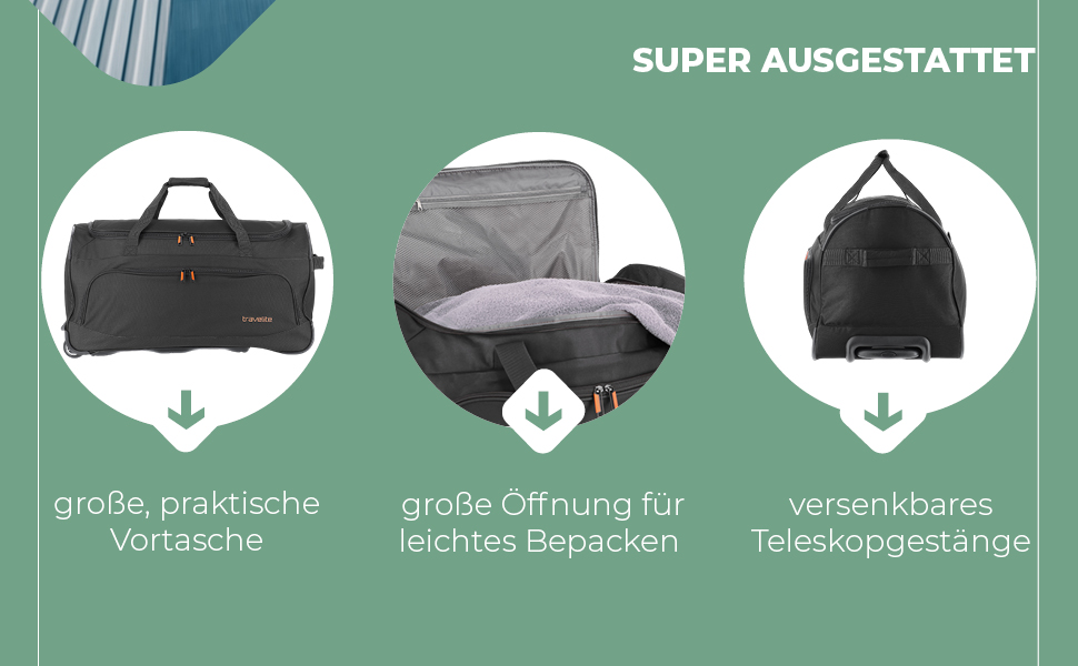 Дорожня сумка на колесах Travelite Basics Fresh, спортивна, м'яка, 71 см, 89 л