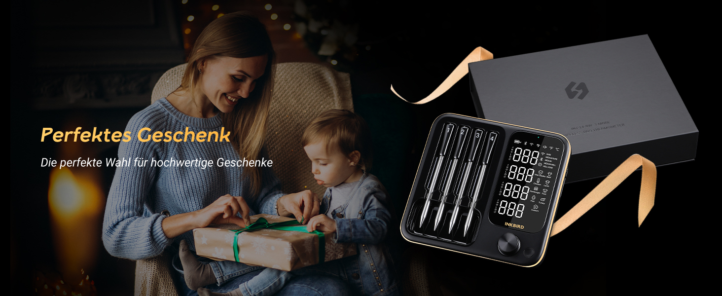 Бездротовий термометр для м'яса Inkbird INT-14-BW, Wi-Fi 2.4G та Bluetooth 5.4, до 91 м, для духовки, гриля, коптильні, аерофритюрниці