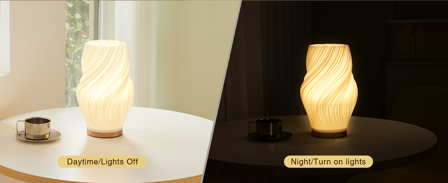 Стійлова лампа Dawnwake для спальні та вітальні з дерев'яним цоколем, LED-освітлення