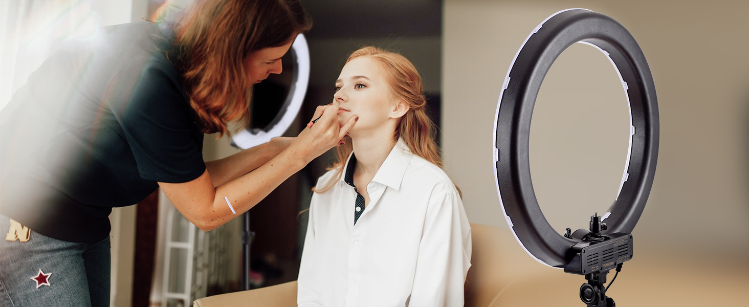 NEEWER Кольцеве світло 50 см (20 дюймів) LED з триподом та тримачем для телефону, 44 Вт, 3200K-5600K, з акумулятором, USB, для макіяжу, тату, вій, YouTube, TikTok, відеозйомки (RL-18)