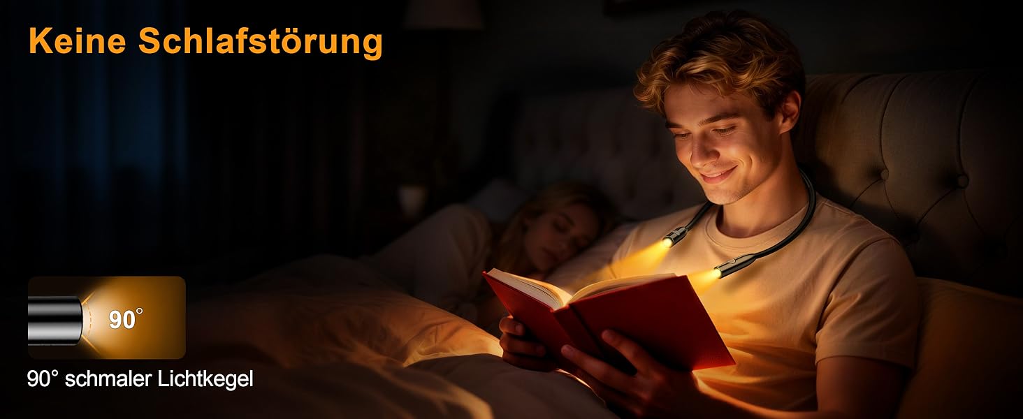 Ліхтар на шию Gritin для читання, ліхтар на ліжко з регулюванням яскравості та 3 режимами освітлення, LED лампа для книг 80 годин, гнучкий, чорний