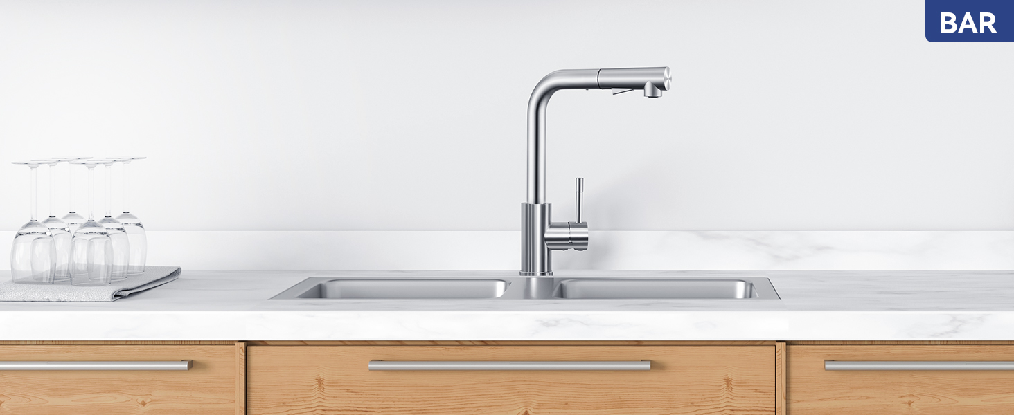 Змішувач кухонний Sofetiy висувний з душем, нержавіюча сталь, 360° поворот, одноlever, 2 режими струменя