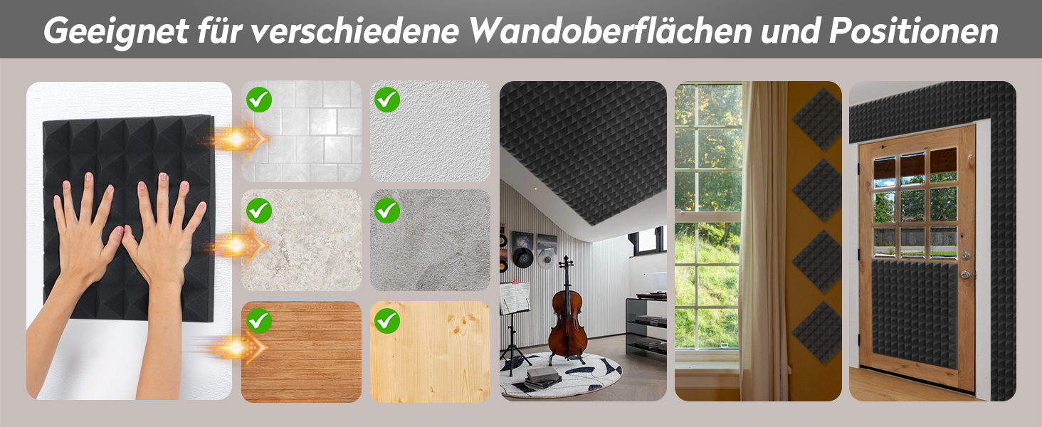 Акустичний пірамідний поролон самоклеящийся для звукоізоляції, 24 шт, чорний, 30x30x5 см — панелі для студії, офісу та дому