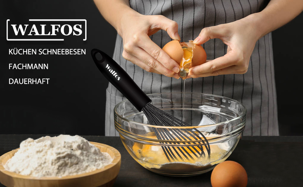 Набір вінчиків Walfos®: 3 шт. з нержавіючої сталі та силікону (21 см, 23 см, 28 см) для збивання, збивання яєць та перемішування