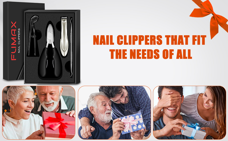 Кусачки для нігтів для літніх людей з широкими щелепами та довгою ручкою, кусачки для кутикули з кутовою головкою, для товстих нігтів, з контейнером для збору обрізків, подарунковий набір для чоловіків та жінок, чорні