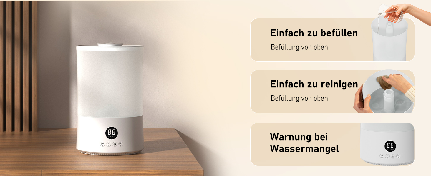 Увлажнитель воздуха для спальни, 4л, ультразвуковой, тихий, с пульт. дистанційного керування, автовимкнення, таймер, 40год, для дитячої кімнати, офісу, рослин