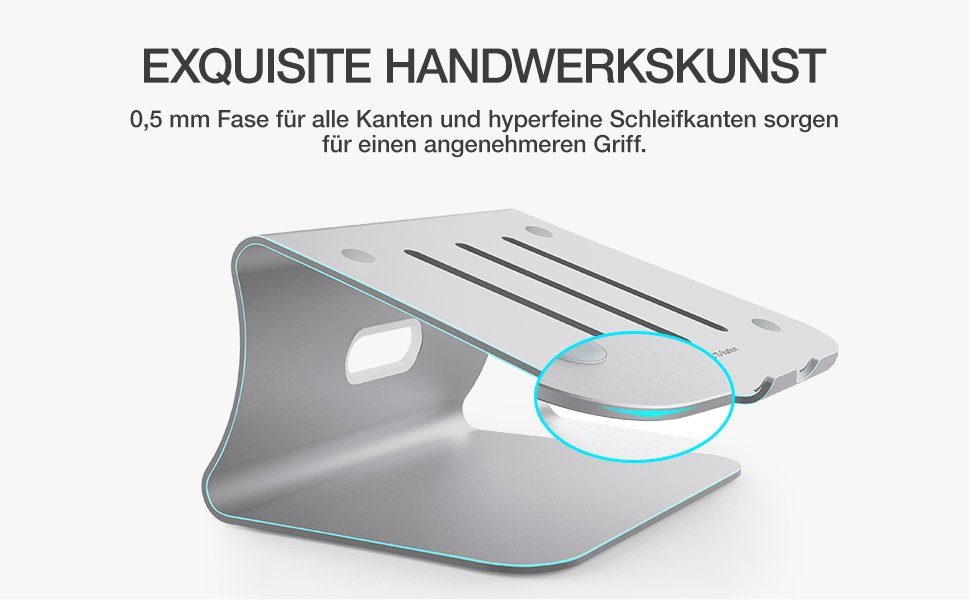 Підставка для ноутбука з алюмінію, Heat-Vent, сумісна з MacBook, Dell, HP, Lenovo, Microsoft Surface, Samsung, 11-16 дюймів, сірий (патентована) (102S-Silver)