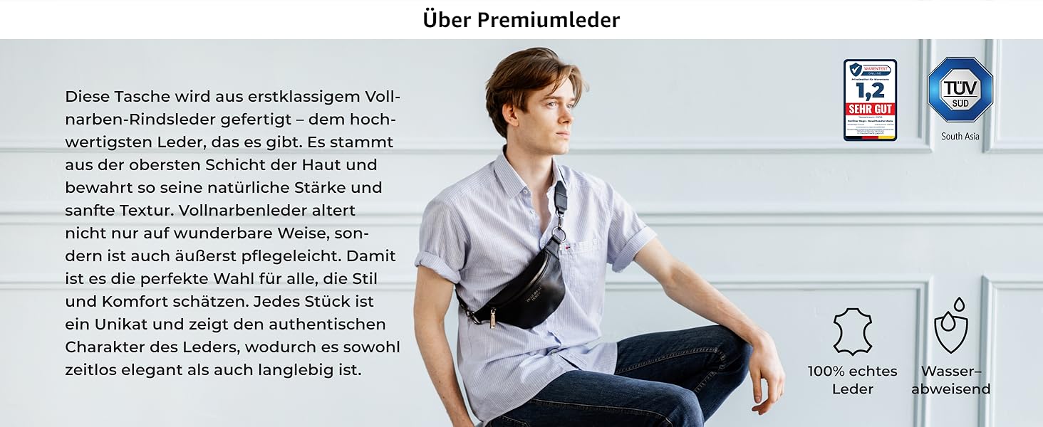 Berliner Bags преміум поясна сумка Mona з натуральної шкіри, через плече, кросбоді, чорна, M