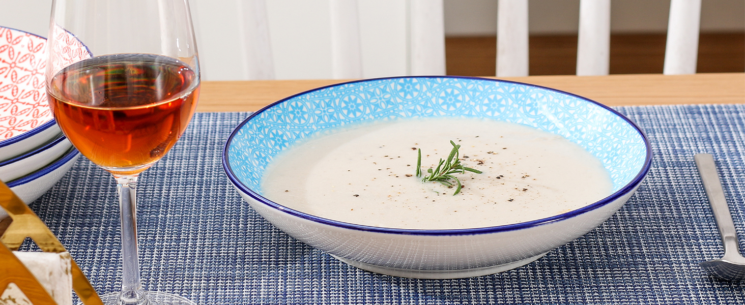 Набір тарілок Vancasso Macaroon (8 шт.): супові та глибокі, порцеляна, Ø 21.5 см, 600 мл