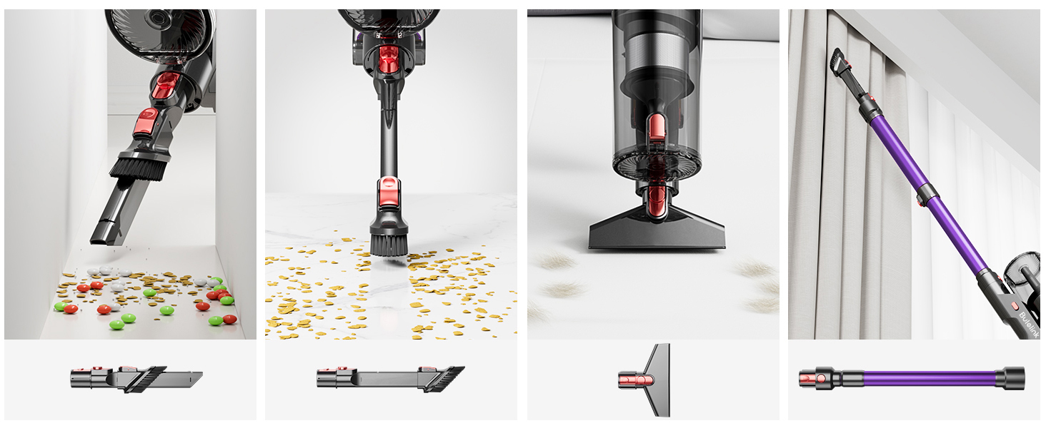 Бездротовий акумуляторний пилосос 45000 Па/550 Вт/70 хв, 1.8 л з OLED-екраном та антизаплутана насадка для підлоги, для твердих поверхонь, килимів, шерсті тварин