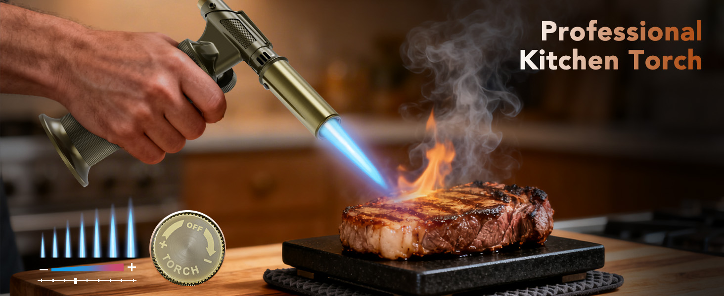 Бутан-пальник Flambierbrenner: кухонна лампа з регулюванням кута на 90°, безпечним закриттям та регульованою полум'ям для паяння (зелений та чорний)