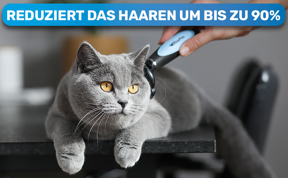 Щітка для котів та собак BluePet 2.0 для короткошерстих порід, видаляє відмерле волосся та підшерсток. Ідеальна для сезонного линяння.