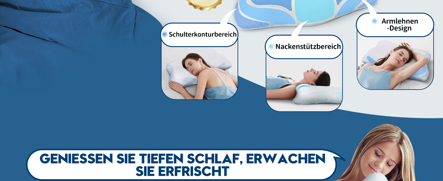 Ортопедична подушка CloudÉtoile з Memory Foam 2-в-1: ергономічна подушка для сну на боці, спині та животі. Біла, 64x38x12 см.