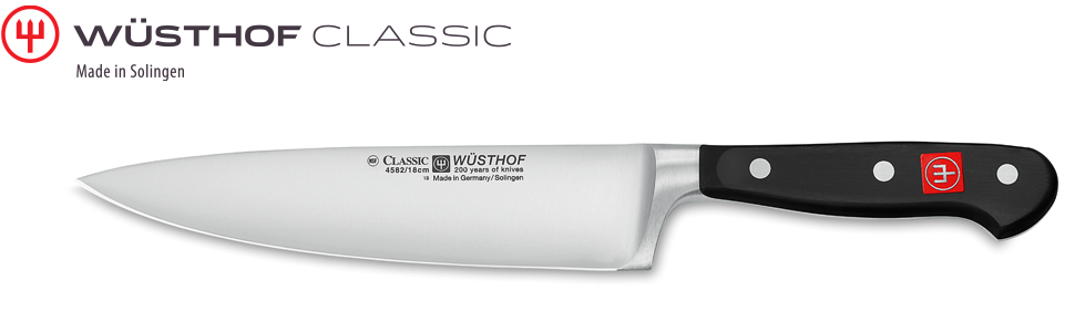 Кухонний ніж Wüsthof Classic 18 см, кований, нержавіюча сталь, широкий та дуже гострий