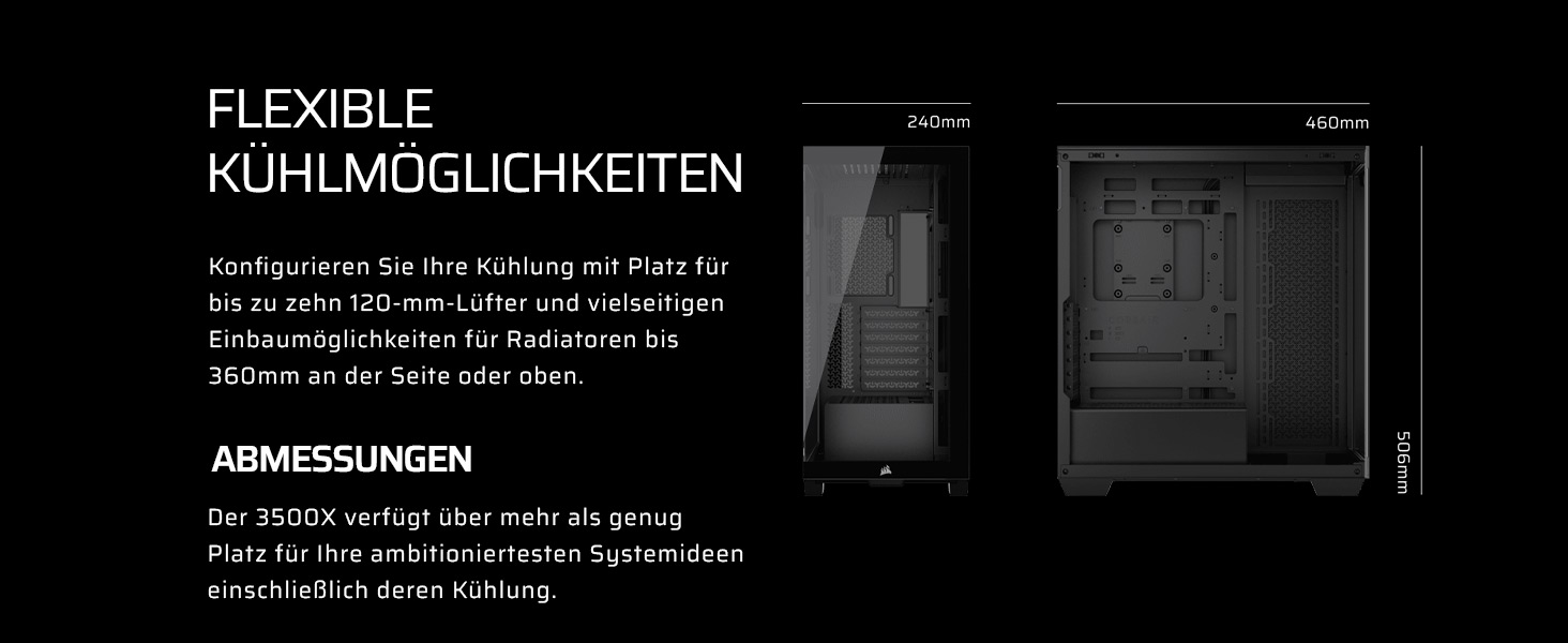 Корпус ПК CORSAIR 3500X Mid-Tower ATX з панорамним склом, білий, з 3 вентиляторами RS120, сумісний з перевернутим розташуванням материнської плати
