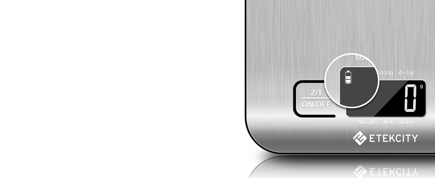Etekcity Digital Kitchen Scale - 1g Precision, 10kg Capacity, LED Display, Tare Function, USB Rechargeable, Stainless Steel
