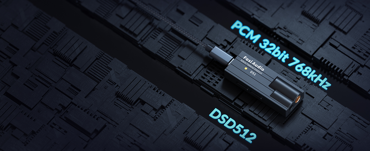 Портативний ЦАП/підсилювач навушників Fosi Audio DS1 з ES9038Q2M, підтримка PCM 32-bit/768kHz та DSD512, 3,5mm та 4,4mm виходи для Hi-Fi аудіо, USB ЦАП підсилювач для навушників