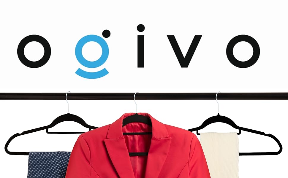 Набір вішалок для одягу OGIVO, 50 шт. - чорні, з антиковзаючою поверхнею, для краваток та сорочок