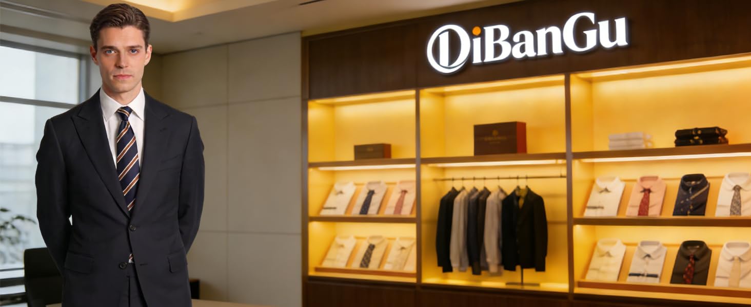 Набір краваток чоловічий DiBanGu з шовковим смугастим та клітинчастим візерунком, з кишеньковим хустинкою, краватковою застібкою та манжетонами (синій та золотий)