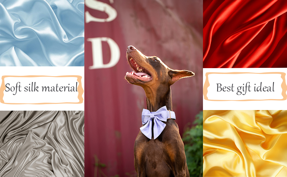 Шовковий ошийник для собак Unique Style Paws, регульований, довговічний, з бантиком, солом'яний, для великих собак, розмір L, колір шампань