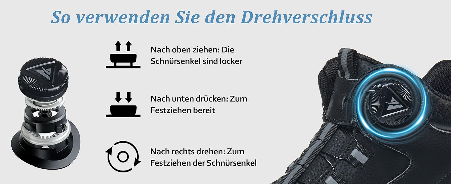 Черевики безпеки для чоловіків та жінок, водонепроникні робочі черевики, легкі спортивні черевики, черевики з металевим підноском, чорні, з поворотним затвором, 41 EU