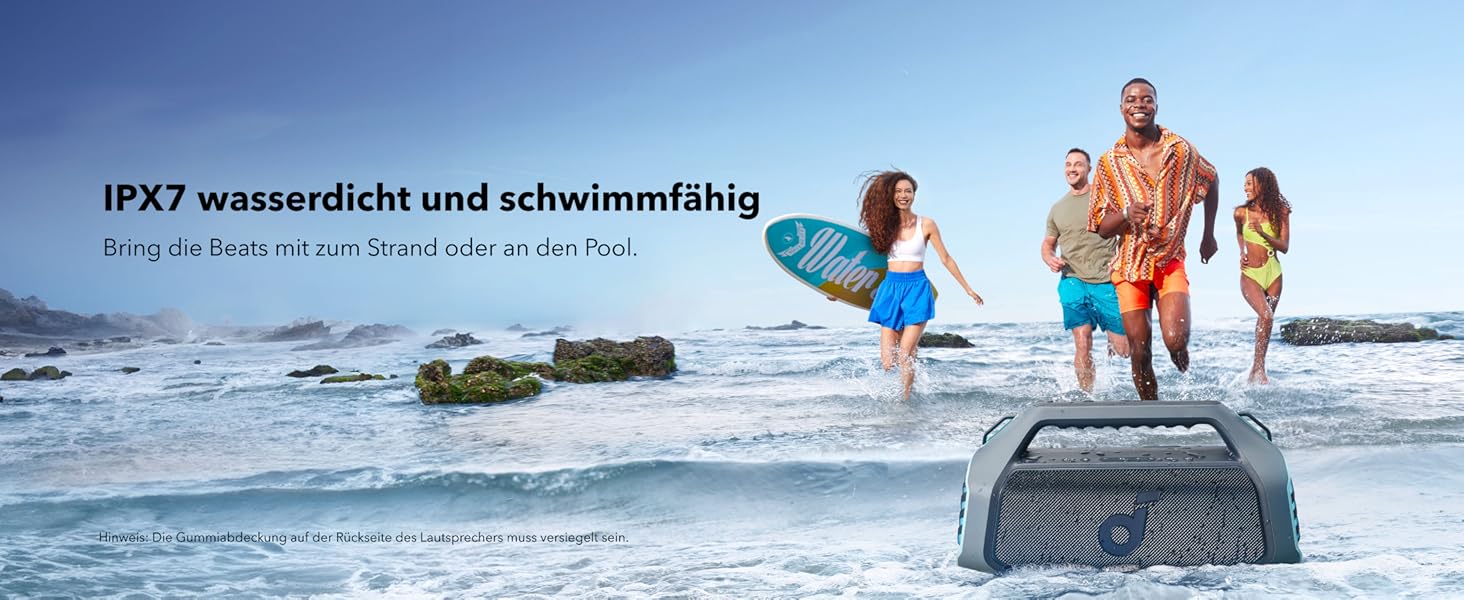 Soundcore Boom 2 Plus: Портативна Bluetooth колонка, 140W, IPX7, RGB, Power Bank, BT 5.3, для кемпінгу (блакитна)