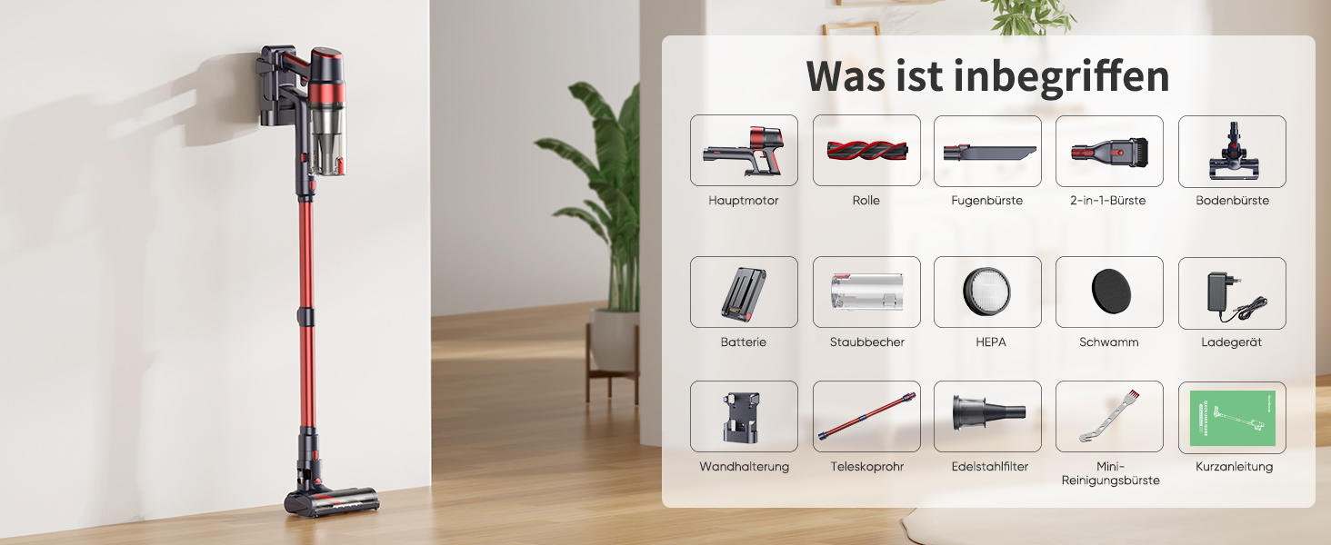 Бездротовий акумуляторний пилосос SunSare 450W з LED-дисплеєм, потужність 40000Pa, для підлоги, килима, шерсті тварин