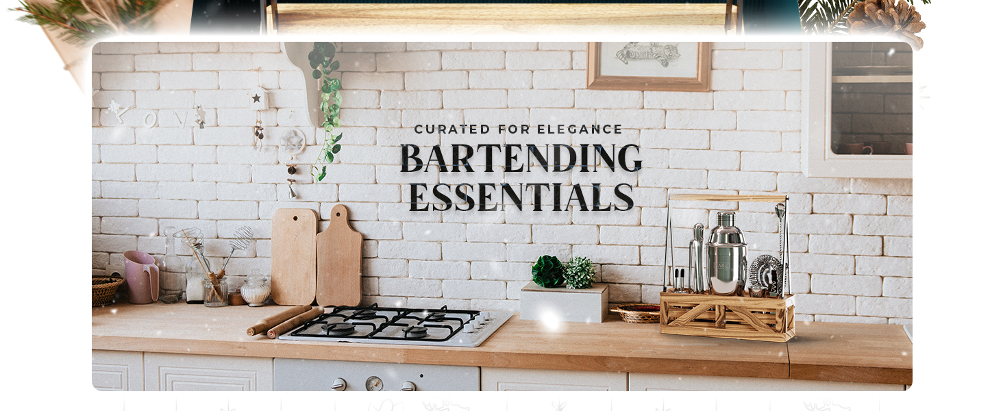 Набір бармена для приготування коктейлів Rose Gold 24oz: 12 предметів, дерев'яний підставник, рецепти, професійний барний аксесуар