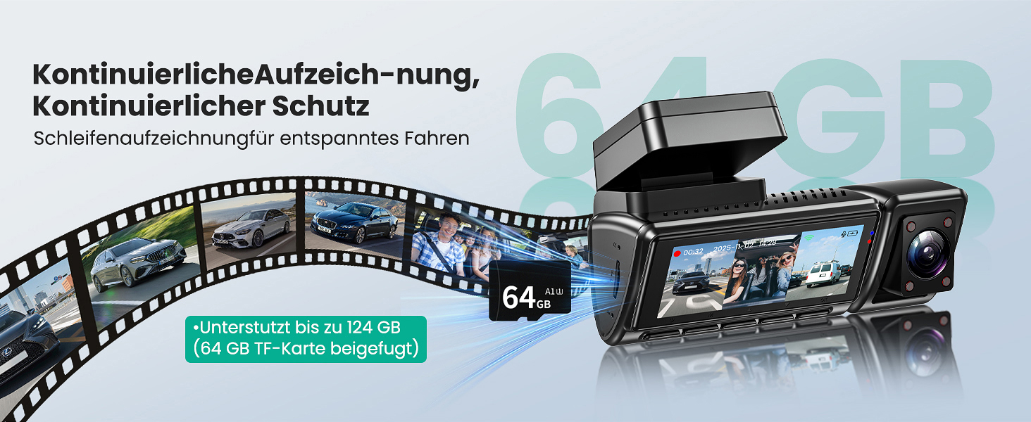 Відеореєстратор 4K автомобільний передній та задній, 3 канали, 64GB SD карта, IPS дисплей, нічна зйомка, WiFi Black-D4