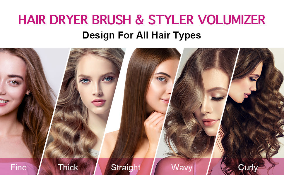 Набір для укладки волосся 6 в 1: фен-щітка, плойка, іонізація, холодний/теплий режим, 110000 обертів/хв, тиха срібна модель