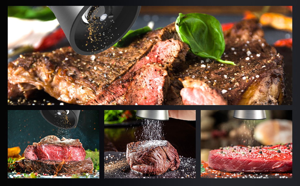 Набір з 2 шт. мельниць для солі та перцю KitchenBoss, регульована ступінь помолу, для великої солі, перцю, чилі (без наповнювача)