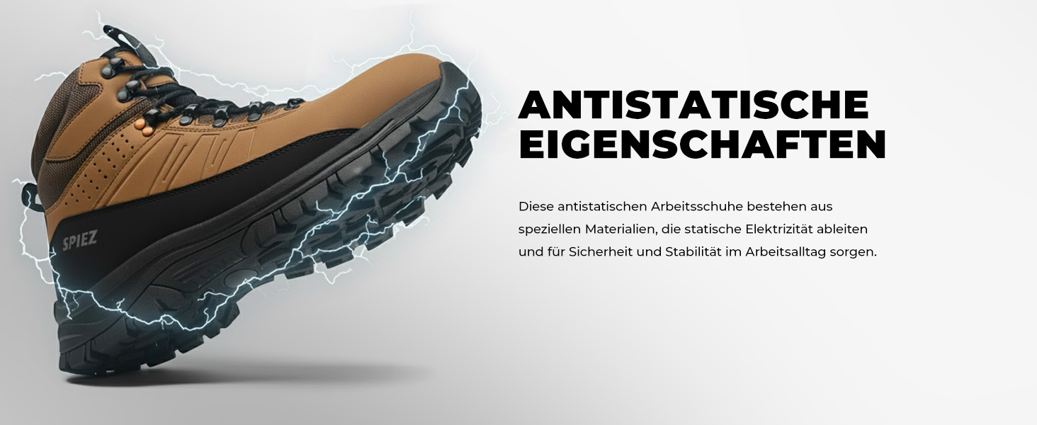 Черевики безпеки Spietz для чоловіків: легкі робочі черевики з композитною захисною капою, антистатичні, неслизькі, водонепроникні, для промисловості та будівництва, коричневі, розміри EU 39–46 43 EU