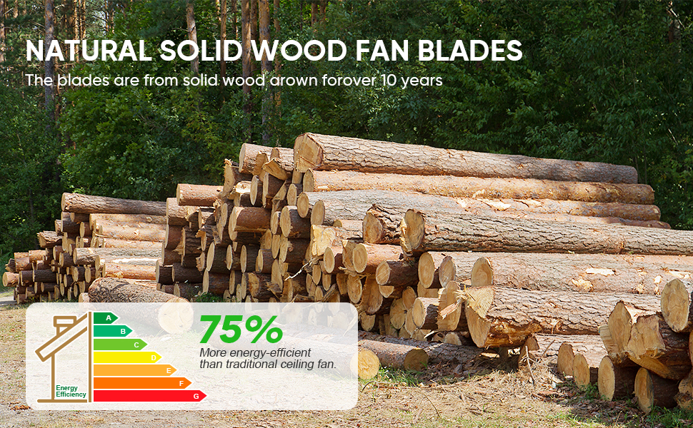 Дзеркальний вентилятор для стелі з дерева, без освітлення, з дистанційним керуванням, тихий, для вологого приміщення (132 см/52 дюйми, коричневий, 3 лопаті)