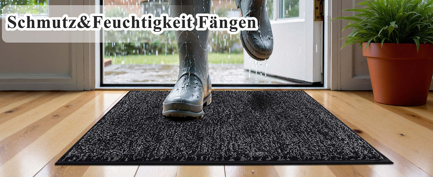 Килимок для дому та ванної кімнати SHACOS, 80 x 120 см, чорно-сірий, з антиковзаючою поверхнею