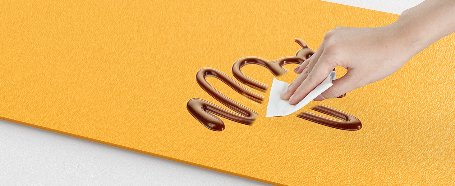 Килимок на стіл TECKNET 80 x 40 см, захист від води, PU шкіра, двосторонній, для офісу/дому (темно-сірий/темно-синій/жовтий)