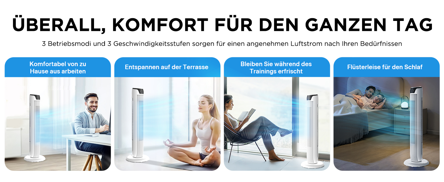 Вентилятор підлоговий Midea FZ10-26MR(BL) 96 см з пультом, 33 дБ, LED дисплей, 4 режими, для спальні та офісу, білий