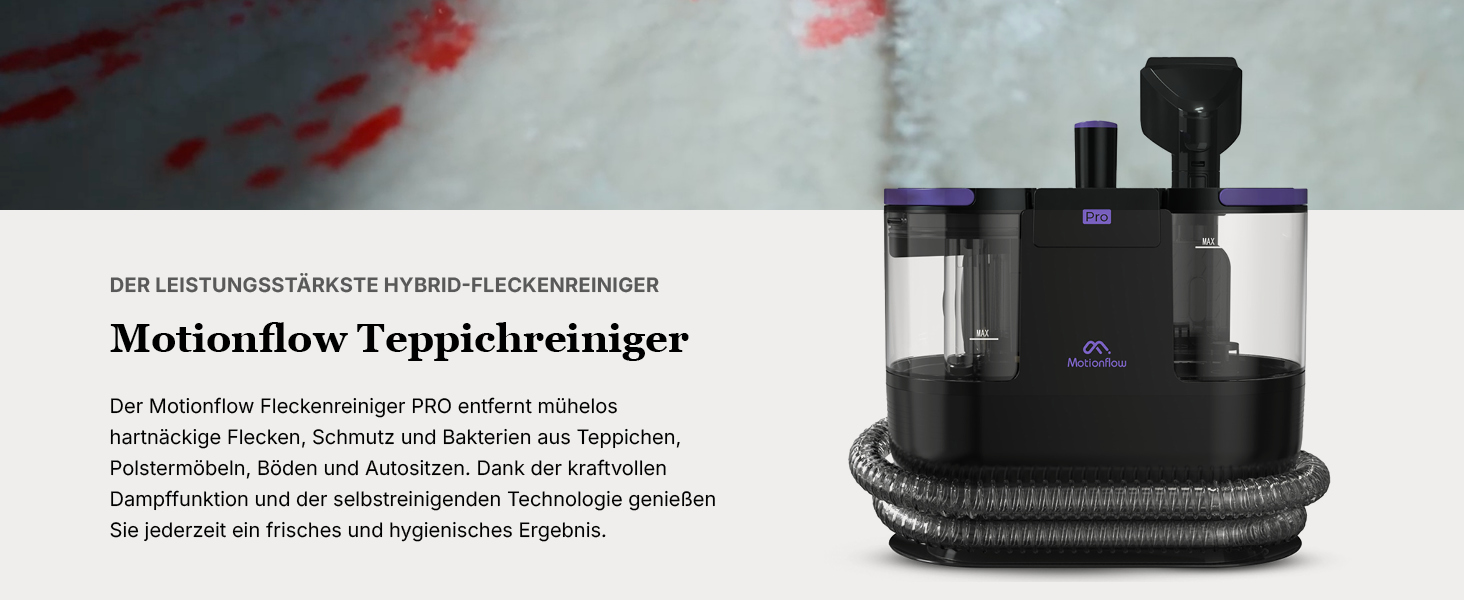 Професійний мийний пилосос Motionflow PRO з паровою функцією – 1700W, для килимів, меблів та авто. Самоочищення, пароочисник для дому та офісу