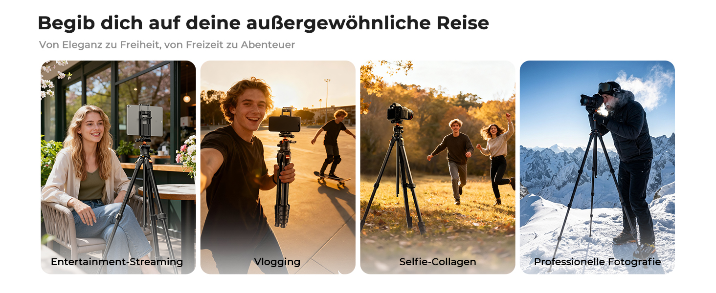 Штатив для камери та смартфона K&F Concept A305A1, 187 см, трипод з регулюванням висоти, алюміній